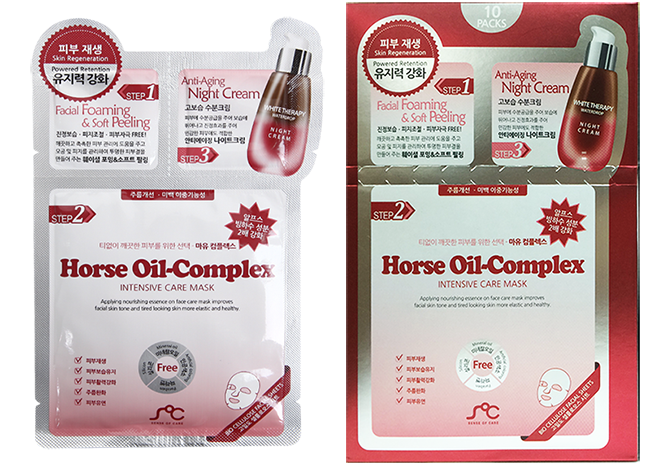 HORSE OIL-COMPLEX SKIN REGENERATION  3in1 MASK Pack, SOC Korea 1box/10pcs